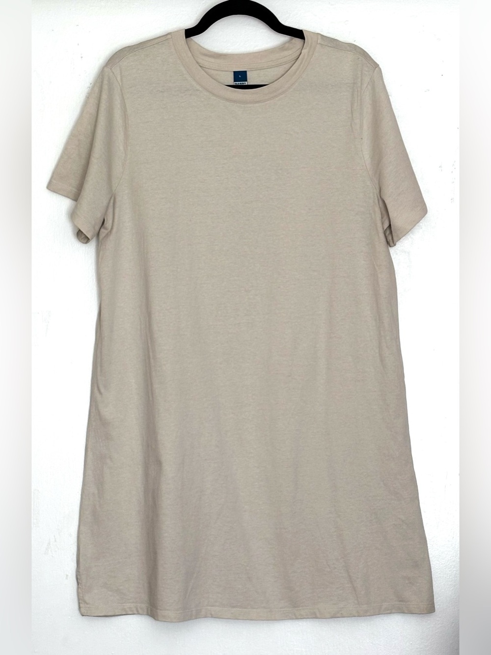 Old Navy Vintage Crew-Neck Mini T-Shirt Dress Tan Size Large 100% Cotton - Picture 2 of 5